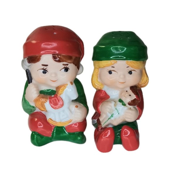 Vintage Avon Claus and Company Salt and Pepper Shakers Santa's Helpers - Picture 1 of 6